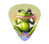The Funny Frog Doing Yogaguitar Plectrums 12 Piece Set, 3 Thicknesses For Acoustic Guitar, Bass Guitar, &Electric Guitar And More.