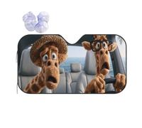 The Funny Giraffe Car Windshield Sun Shade, Accordion Foldable Auto Sun Visor Protector For Car Truck Suv, Uv & Sun Blocker, Keeps Vehicle Cool, Easy To Install & Store M (Stiff Style)