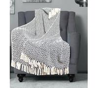 The Furnishers Reversible Black Argyle Pattern Cotton Throw - Soft Blanket for Sofa, Couch, Bed & Chair | Comforter for Living Room or Bedroom | Size: 125 x 150 cm