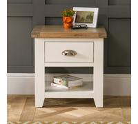 The Furniture Market Cheshire Cream Painted 1 Drawer Lamp Side Table, Versatile Bedside Or Sofa Table, Limed Oak Top, Living, Bedroom, Kitchen