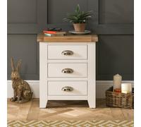 The Furniture Market Cheshire Cream Painted 3 Drawer Bedside Table With Limed Oak Top, Stylish Chrome Handles, Traditional Quality, Bedroom Storage