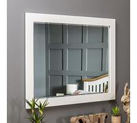 The Furniture Market Cheshire Cream Painted Large Wall Mirror - Bevelled Edge Glass, Dual Position Hanging - Stylish Home Accent - H 780mm x W 1080mm x D 20mm