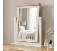 The Furniture Market Cheshire Cream Painted Vanity Mirror With Limed Oak Top, Adjustable Hinged Design, Stylish Dressing Table Mirror