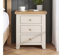 The Furniture Market Cheshire Dove Grey 3 Drawer Bedside Table Solid Oak Whitewash Top Shaker Style Nightstand Fully Assembled Bedroom Storage Cabinet