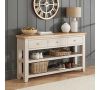 The Furniture Market Cheshire Dove Grey Painted Large 3 Drawer Hall Console Table