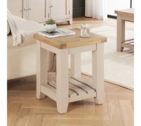 The Furniture Market Cheshire Dove Grey Painted Side Lamp Table With Slatted Shelf