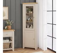 The Furniture Market Cheshire Dove Grey Tall Glazed Corner Cabinet
