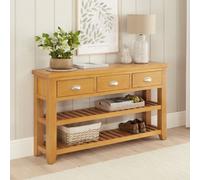 The Furniture Market Cheshire Oak Large Console Table With Three Drawers