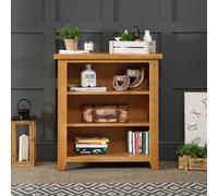 The Furniture Market Cheshire Oak Small Low Compact Adjustable 2 Shelf Bookcase