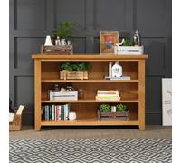 The Furniture Market Cheshire Oak Wide Low Bookcase With 2 Adjustable Shelves