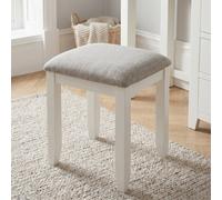 The Furniture Market Cheshire White Painted Dressing Table Stool With Light Grey Fabric Seat Pad Stylish And Timeless