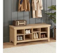 The Furniture Market Cheshire Whitewash Oak Hallway Shoe Storage Bench
