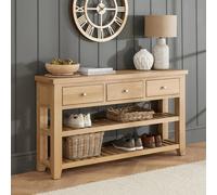 The Furniture Market Cheshire Whitewash Oak Large Console Table With Three Drawers