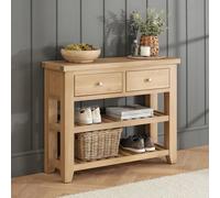The Furniture Market Cheshire Whitewash Oak Small Console Table With Two Drawers