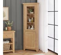 The Furniture Market Cheshire Whitewash Oak Tall Glazed Corner Display Cabinet
