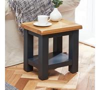 The Furniture Market Cotswold Charcoal Grey Painted Lamp Side Table Natural Oak Top, Fully Assembled, Elegant Living Room Furniture