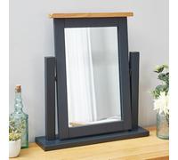 The Furniture Market Cotswold Charcoal Grey Painted Vanity Dressing Table Mirror - Solid Pine Frame, Handcrafted, Minor Assembly, Elegant Rectangular Mirror for Bedroom - H 585mm x W 530mm x D 60mm
