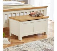 The Furniture Market Cotswold Cream Painted Blanket Box with Oak Top - Quality Cream Painted Storage Box - Natural Oak Top with Satin Lacquer - No Assembly Required - H 450mm x W 850mm x D 450mm