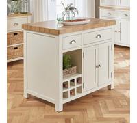 The Furniture Market Cotswold Cream Painted Kitchen Island With Solid Oak Top