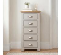 The Furniture Market Cotswold Grey Painted 5 Drawer Tallboy Chest