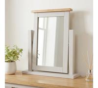 The Furniture Market Cotswold Grey Painted Dressing Table Mirror With Adjustable Tilt, Limed Oak Top, Solid Pine Frame, Stylish And Durable