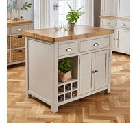 The Furniture Market Cotswold Grey Painted Kitchen Island With Solid Oak Top