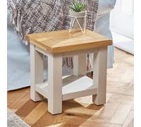 The Furniture Market Cotswold Grey Painted Lamp Table With Natural Oak Top, Sturdy Construction, No Assembly Required, Perfect For Living Room Bedroom