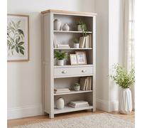 The Furniture Market Cotswold Grey Painted Tall Large Bookcase With Drawer