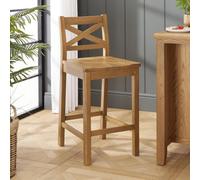 The Furniture Market Cotswold Rustic Oak Cross Back Bar Stool