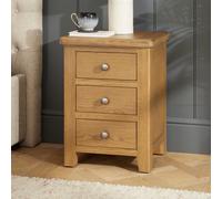 The Furniture Market Cotswold Rustic Smoked Oak 3 Drawer Bedside Table Solid Oak Frame Traditional Country Style Dovetail Jointed Drawers Metal Handles