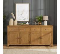 The Furniture Market Cotswold Rustic Smoked Oak Extra Large 4 Drawer 4 Door Sideboard