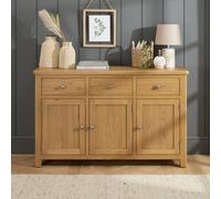 The Furniture Market Cotswold Rustic Smoked Oak Large 3 Drawer 3 Door Sideboard