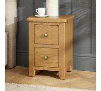The Furniture Market Cotswold Rustic Smoked Oak Slim Bedside Table, Narrow 2 Drawer Nightstand, Solid Oak Frame, Bedroom Storage, Dovetail Drawers