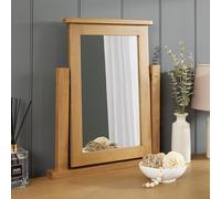 The Furniture Market Cotswold Rustic Smoked Oak Vanity Mirror, Solid Oak Frame, Adjustable Hinged Design, Secure Fixing Brackets, Traditional Country Style - H 595mm x W 530mm x D 60mm