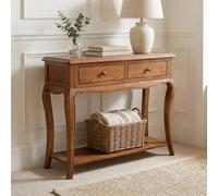 The Furniture Market French Chateau Dark Oak 2 Drawer Console Table Solid Oak Hallway Console Table Storage Console Table Furniture