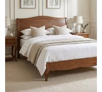 The Furniture Market French Chateau Dark Oak 5Ft King Size Bed Frame Solid Oak Sleigh Style King Bed Bedroom