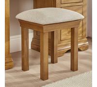 The Furniture Market French Louis Oak Solid Dressing Table Stool Natural Fabric Seat Classic Vintage Style Bedroom Furniture Carved Wooden Frame