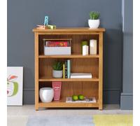 The Furniture Market London Essentials Oak Small Low Compact Adjustable 3 Shelf Bookcase