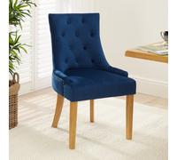 The Furniture Market Luxury Deep Blue Velvet Scoop Back Dining Chair Button Quilted Upholstery Stud Detailing Sprung & Webbed Seat