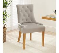 The Furniture Market Luxury Light Grey Velvet Scoop Back Dining Chair Button Quilted Upholstery Stud Detailing Sprung & Webbed Seat