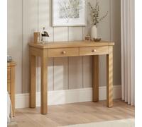 The Furniture Market Marbury Oak Two Drawer Dressing Table Desk Solid Wood Writing Desk Whitewashed Oak Top Bedroom Vanity Or Home Office