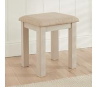The Furniture Market Marbury Putty Grey Painted Dressing Table Stool Upholstered Natural Oatmeal Fabric Seat Pad Timeless Charm For Any Bedroom