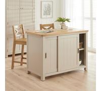 The Furniture Market Marbury Putty Grey Painted Kitchen Island Counter With Breakfast Bar Table Top (2 Seater)