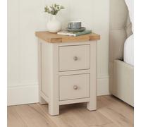 The Furniture Market Marbury Putty Grey Painted Slim 2 Drawer Bedside Table Narrow Nightstand For Small Spaces Solid Wood Brushed Nickel Handles