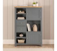 The Furniture Market Marbury Slate Grey Painted High Open Display Shelf Unit Bookcase
