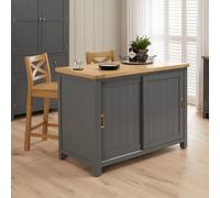 The Furniture Market Marbury Slate Grey Painted Kitchen Island Counter With Breakfast Bar Table Top (2 Seater)
