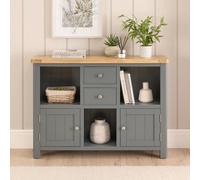 The Furniture Market Marbury Slate Grey Painted Low Open Display Shelf Unit Bookcase
