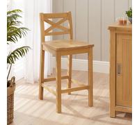The Furniture Market Marbury Solid Oak Cross Back Kitchen Counter Bar Stool Comfortable Contoured Oak Seat Compatible With Tie On Fabric Seat Cushions