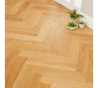 The Furniture Market Natural Oak Herringbone Engineered Flooring 14mm Thick X L 600 X W 125 (1.2M2 Pack Size)