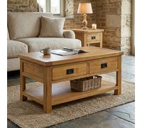 The Furniture Market Rustic Oak 2 Drawer Coffee Table